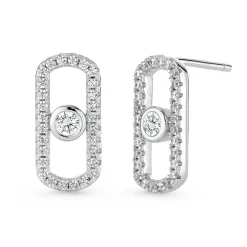 Beaverbrooks Silver Cubic Zirconia Glide Stud Earrings