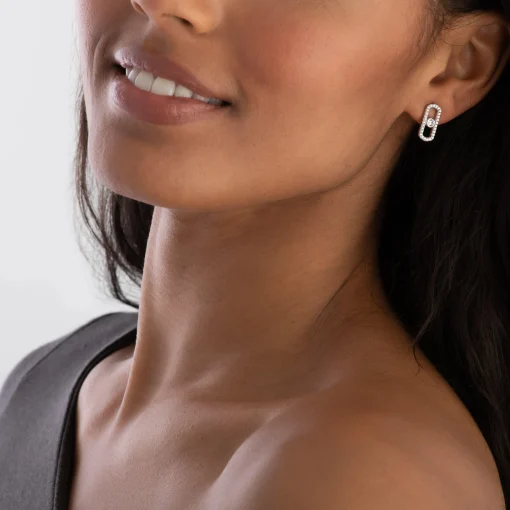 Beaverbrooks Silver Cubic Zirconia Glide Stud Earrings