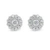 Beaverbrooks Silver Cubic Zirconia Double Halo Stud Earrings