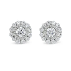 Beaverbrooks Silver Cubic Zirconia Double Halo Stud Earrings