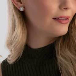 Beaverbrooks Silver Cubic Zirconia Double Halo Stud Earrings