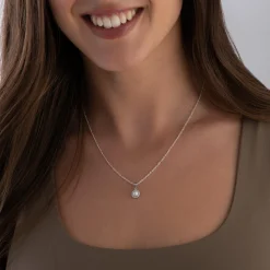 Beaverbrooks Silver Cubic Zirconia and Freshwater Cultured Pearl Pendant