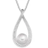 Beaverbrooks Silver Cubic Zirconia Freshwater Cultured Pearl Necklace
