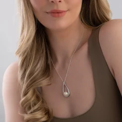 Beaverbrooks Silver Cubic Zirconia Freshwater Cultured Pearl Necklace