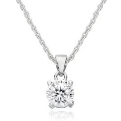 Beaverbrooks Silver Cubic Zirconia Claw Pendant