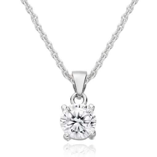 Beaverbrooks Silver Cubic Zirconia Claw Pendant