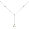 Beaverbrooks Silver Cubic Zirconia Freshwater Cultured Pearl Drop Necklace