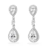 Beaverbrooks Silver Cubic Zirconia Halo Drop Earrings