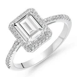 Beaverbrooks Silver Cubic Zirconia Halo Ring