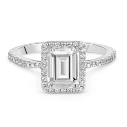 Beaverbrooks Silver Cubic Zirconia Halo Ring