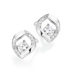 Beaverbrooks Silver Cubic Zirconia Stud Earrings