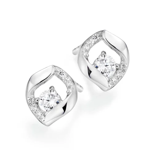 Beaverbrooks Silver Cubic Zirconia Stud Earrings