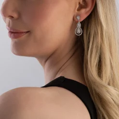 Beaverbrooks Silver Cubic Zirconia Pear Drop Earrings