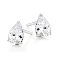 Beaverbrooks Silver Cubic Zirconia Pear Stud Earrings