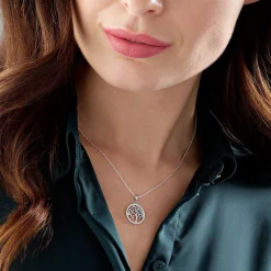 Beaverbrooks Silver Cubic Zirconia Tree Pendant