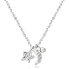 Beaverbrooks Silver Cubic Zirconia Moon And Star Necklace