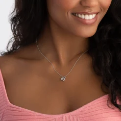 Beaverbrooks Silver Cubic Zirconia Moon And Star Necklace