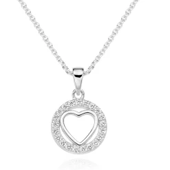 Beaverbrooks Silver Cubic Zirconia Heart Pendant