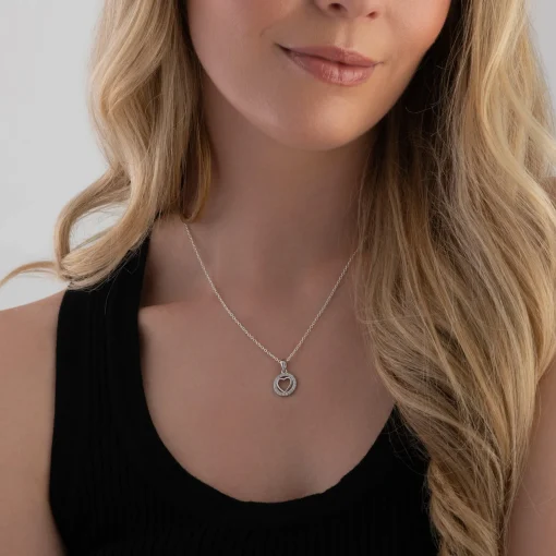 Beaverbrooks Silver Cubic Zirconia Heart Pendant