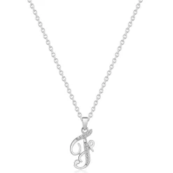 Beaverbrooks Silver Cubic Zirconia Initial F Pendant