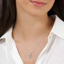 Beaverbrooks Silver Cubic Zirconia Initial F Pendant