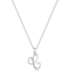 Beaverbrooks Silver Cubic Zirconia Initial C Pendant