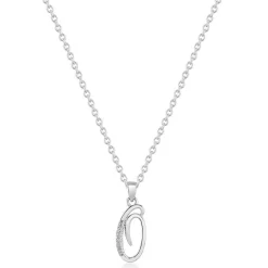 Beaverbrooks Silver Cubic Zirconia Initial O Pendant