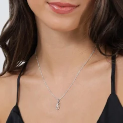 Beaverbrooks Silver Cubic Zirconia Initial O Pendant