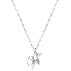 Beaverbrooks Silver Cubic Zirconia Initial W Pendant