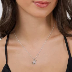 Beaverbrooks Silver Cubic Zirconia Initial W Pendant