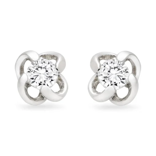 Beaverbrooks Silver Cubic Zirconia Twist Stud Earrings