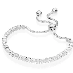 Beaverbrooks Silver Cubic Zirconia Tennis Slider Bracelet
