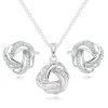 Beaverbrooks Silver Cubic Zirconia Knot Pendant and Earrings Set