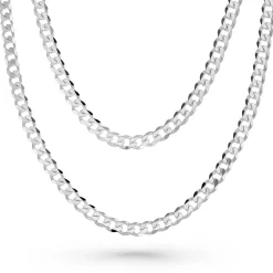 Beaverbrooks Silver Father and Son Curb Chain Set