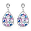 Beaverbrooks Silver Multi Colour Cubic Zirconia Drop Earrings
