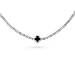Beaverbrooks Silver Onyx Men’s Clover Bracelet