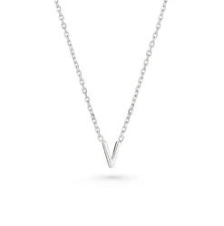 Beaverbrooks Silver Petite Initial V Necklace