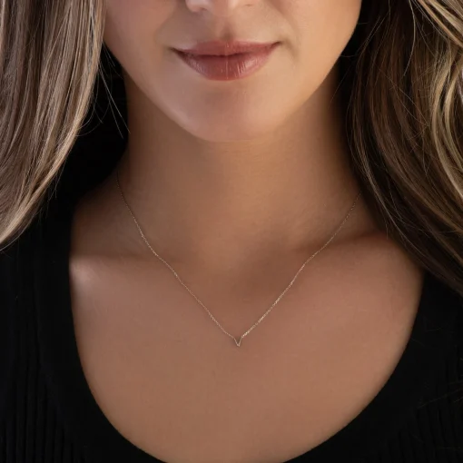 Beaverbrooks Silver Petite Initial V Necklace