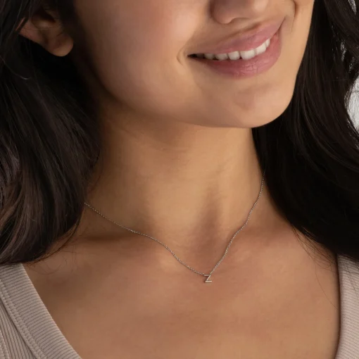 Beaverbrooks Silver Petite Initial Z Necklace