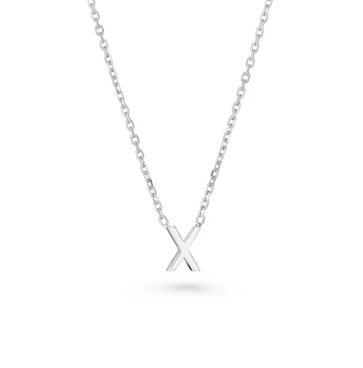 Beaverbrooks Silver Petite Initial X Necklace