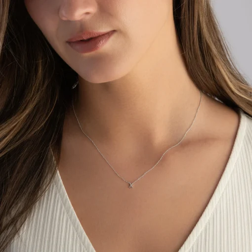 Beaverbrooks Silver Petite Initial X Necklace