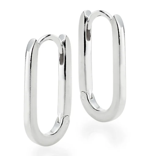 Beaverbrooks Silver Rectangular Hoop Earrings