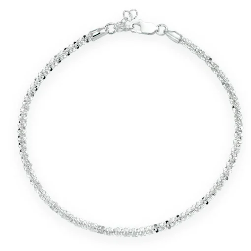 Beaverbrooks Silver Sparkle Twist Anklet