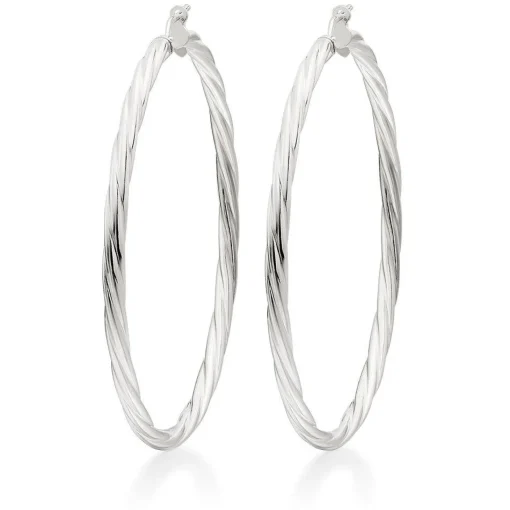Beaverbrooks Silver Twist Hoop Earrings