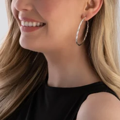 Beaverbrooks Silver Twist Hoop Earrings