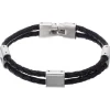 Beaverbrooks Steel and Black Leather Men's Bracelet