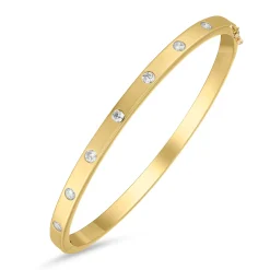 Beaverbrooks Yellow Gold Plated Cubic Zirconia Bangle