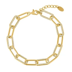 Beaverbrooks Yellow Gold Plated Cubic Zirconia Paperchain Bracelet