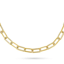 Beaverbrooks Yellow Gold Plated Cubic Zirconia Paperchain Bracelet