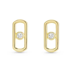 Beaverbrooks Yellow Gold Plated Cubic Zirconia Glide Stud Earrings
